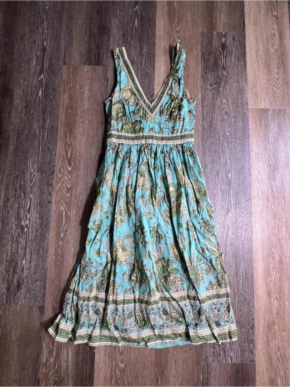 lola Teal Floral V-Neck Maxi Dress